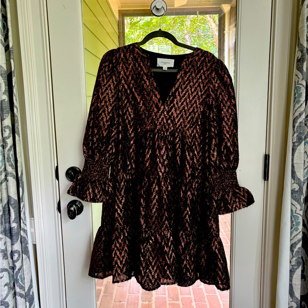 Pomander Place Black and Orange Bell Sleeve Sundress